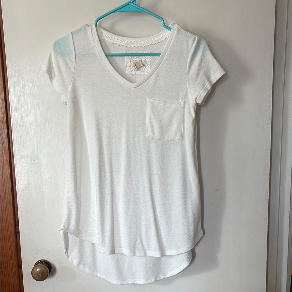 White V-Neck Women's Top